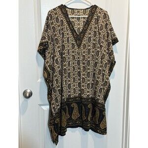 Women’s Brown‎ Paisley Beach Cover Up One Size Swimwear Boho Silky Hippie